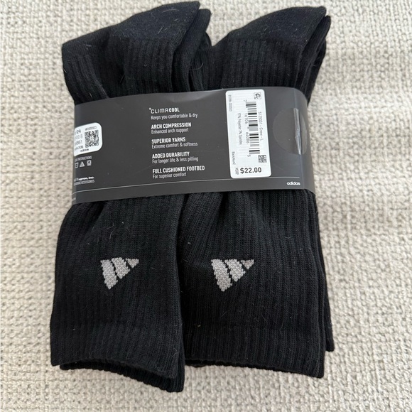 adidas Men's Black Athletic Crew Socks - 6 Pack - Picture 2 of 5